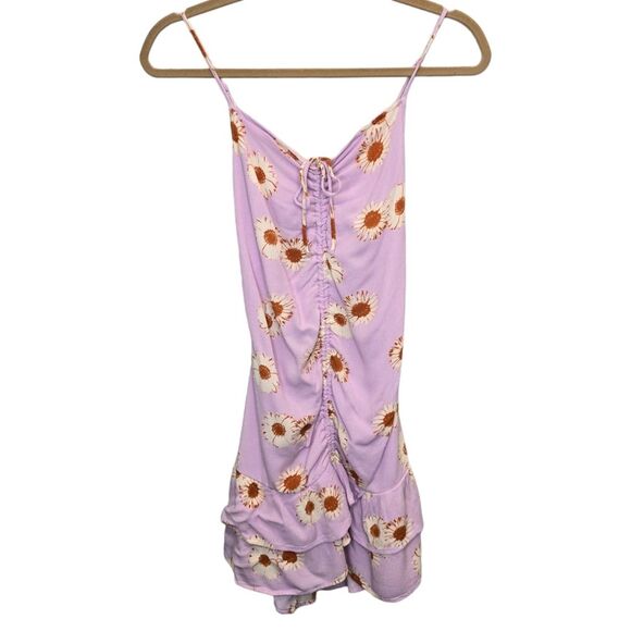 Love Tree Women's Floral Daisy Ruffle Lilac Purple Mini Peplum Dress M - Picture 3 of 16